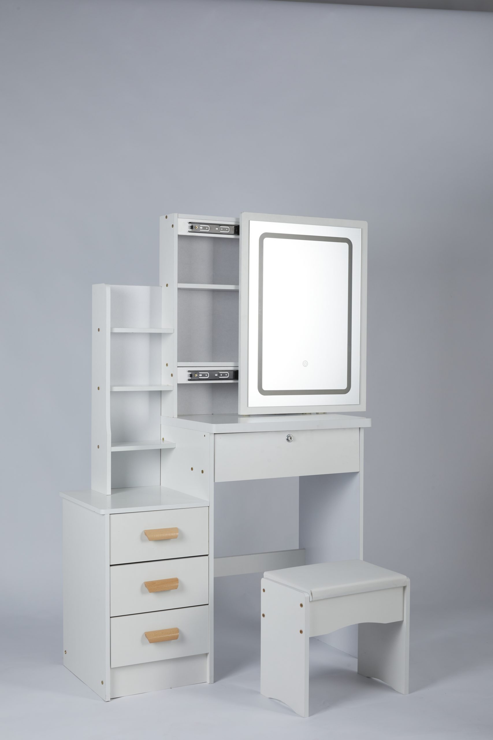 White Makeup Vanity with LED Mirror | Prestige Vanity - Image 4