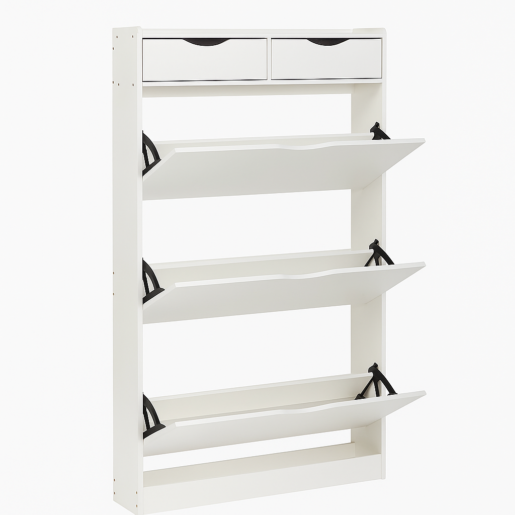 Prestige Vanity & Home Flip-Down Shoe Storage Cabinet (80×130×17 cm, White) - Image 6