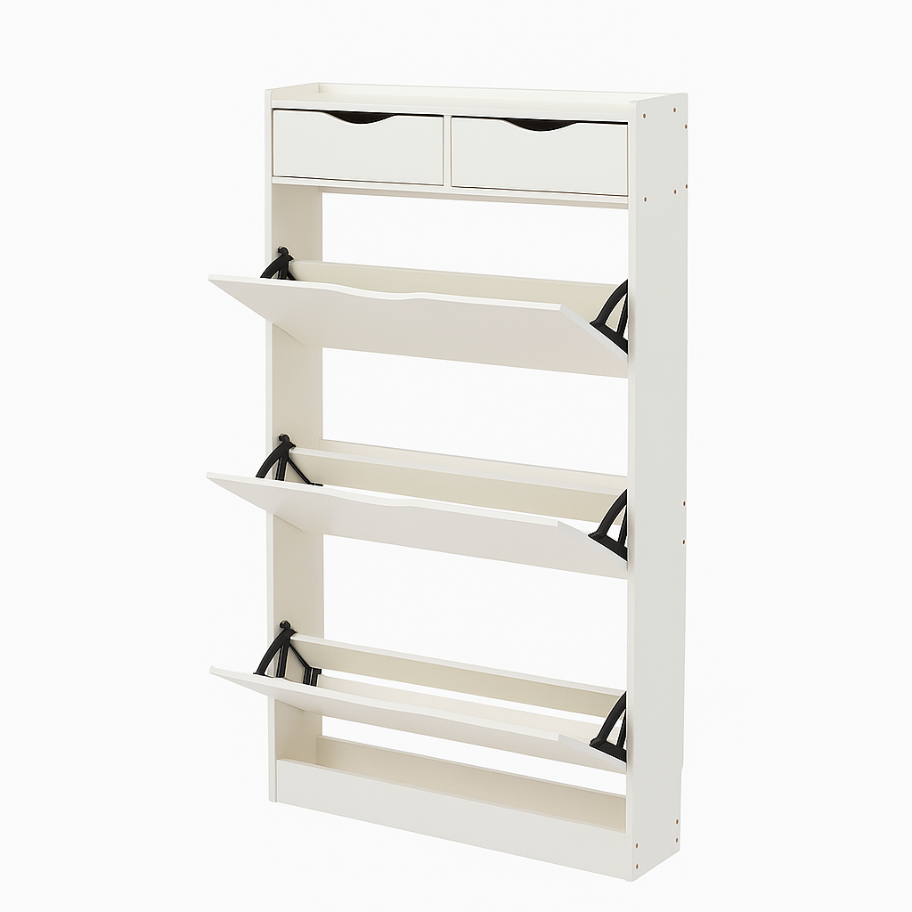 Prestige Vanity & Home Flip-Down Shoe Storage Cabinet (80×130×17 cm, White) - Image 7
