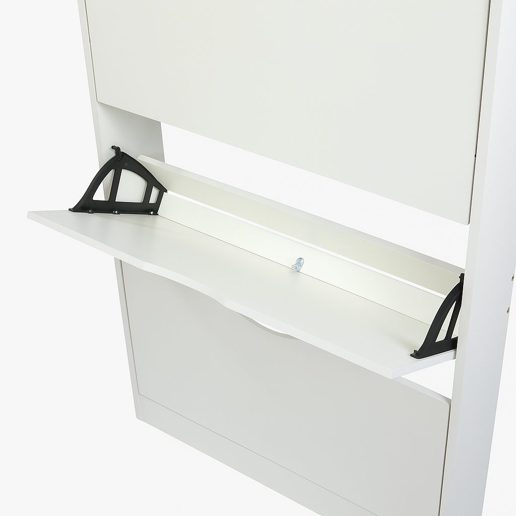 Prestige Vanity & Home Flip-Down Shoe Storage Cabinet (80×130×17 cm, White) - Image 5