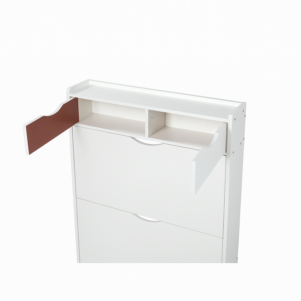 Prestige Vanity & Home Flip-Down Shoe Storage Cabinet (80×130×17 cm, White) - Image 4